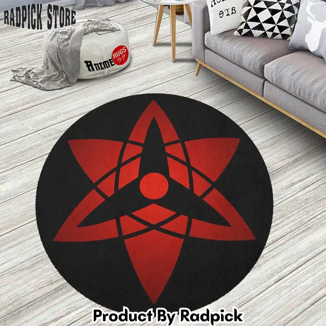 Sasuke eternal mangekyou round rug custom anime circle carpet  rp0000037